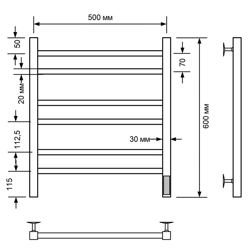 Электрический полотенцесушитель Comfysan Pioli-K EC-6 60x50 014179 Хром