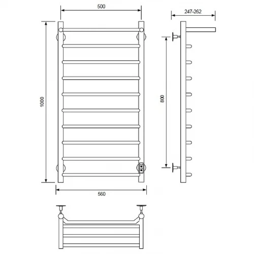 Электрический полотенцесушитель Comfysan Scola EC-10 100x50 016746 с полкой Хром