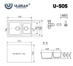 Кухонная мойка Ulgran Classic U-505-309 Темно-серая искусственный камень (литьевой мрамор) встраиваемый