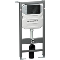 Комплект унитаза с инсталляцией Ceramicanova Play CN3001_1001B_1000 с сиденьем Микролифт и Черной матовой клавишей смыва фаянс подвесной