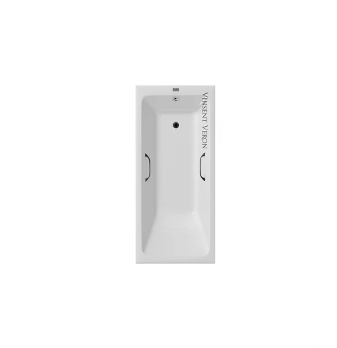 Чугунная ванна Vinsent Veron Kingston 180x80 VKN1808050H/VH0012BL цвет Белый с квадратными черными матовыми ручками