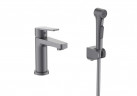 Смеситель для раковины Aquatek Лугано AQ1712BGM с гигиеническим душем цвет Оружейная сталь