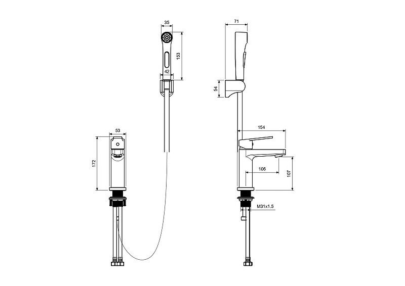 Смеситель для раковины Aquatek Лугано AQ1712BGM с гигиеническим душем цвет Оружейная сталь