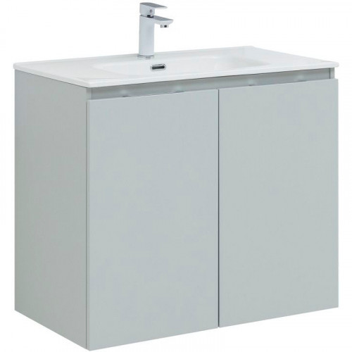 Тумба под раковину Aquanet Алвита New 80 277528 подвесная Серая матовая МДФ / ЛДСП