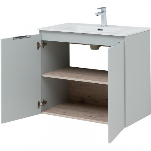 Тумба под раковину Aquanet Алвита New 80 277528 подвесная Серая матовая МДФ / ЛДСП