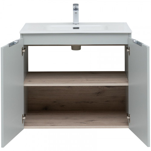 Тумба под раковину Aquanet Алвита New 80 277528 подвесная Серая матовая МДФ / ЛДСП