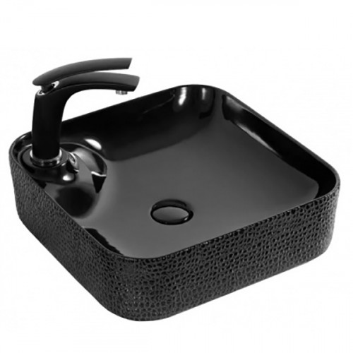 Раковина-чаша CeramaLux 43 D1305H004 Черная фаянс накладная