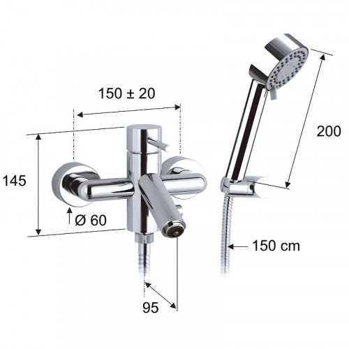 Смеситель для ванны Remer Minimal NR022 Хром латунь на стену