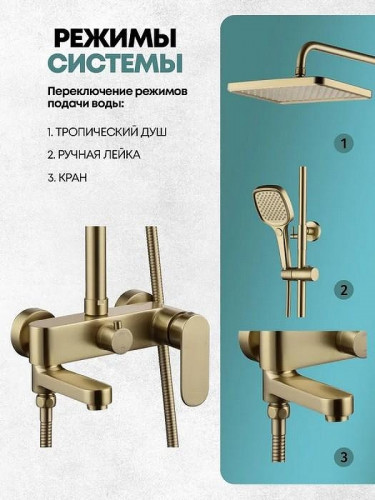 Душевая система Grocenberg GB7011MG Золото матовое