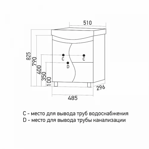 Тумба под раковину Mixline Классик 50 558136 цвет Белый