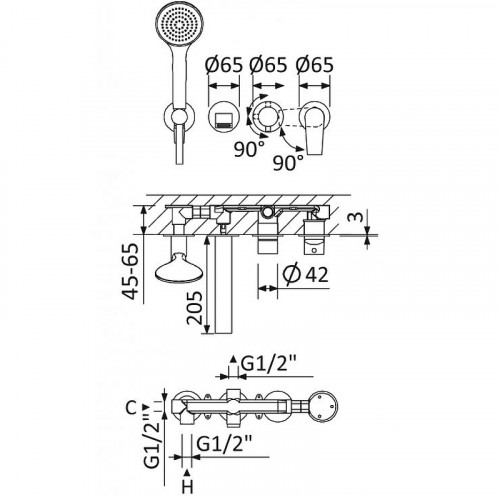 Смеситель для ванны Cezares Nautic NAUTIC-VDM3-01 Хром латунь встраиваемый