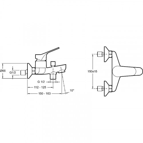 Смеситель для ванны Jacob Delafon Brive E75766-CP Хром латунь на стену