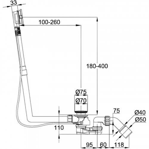 Слив-перелив Bette B600-901 полуавтомат Хром