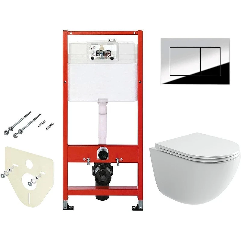 Унитаз с инсталляцией Ceramicanova Vogue CN4008T + Tece Profil 9400412 с сиденьем Микролифт и клавишей смыва Хром глянцевый