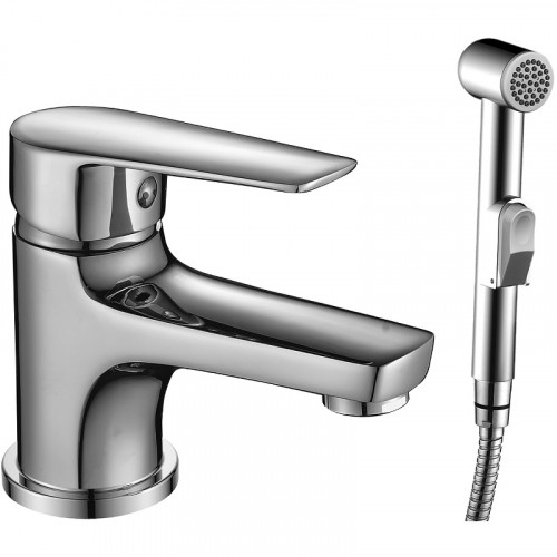 Смеситель для раковины Rossinka S35-15 с гигиеническим душем Хром латунь