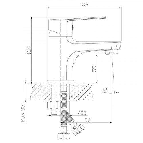 Смеситель для раковины Rossinka S35-15 с гигиеническим душем Хром латунь