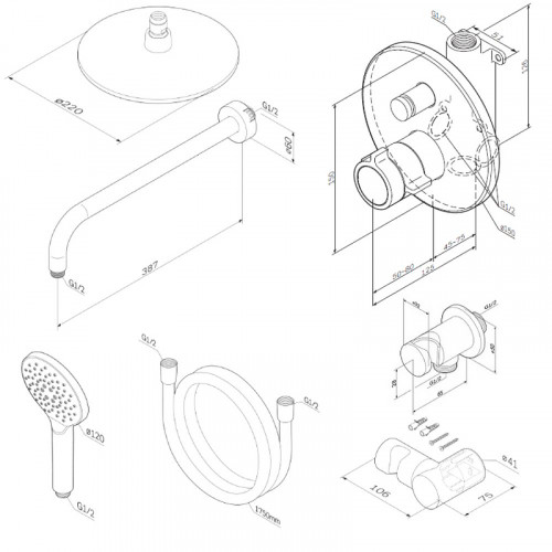 Душевая система AM.PM X-Joy FT85A1RH10 с термостатом Хром латунь встраиваемый
