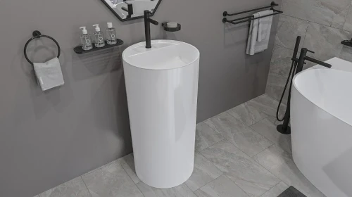 Раковина Whitecross Pantheon 43 0708.043043.100 Белая глянцевая искусственный камень (литьевой мрамор) напольный