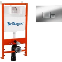 Инсталляция BelBagno BB026/BB071CR с клавишей смыва Хром глянцевый пластик