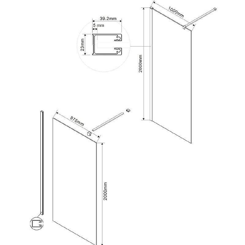 Душевая перегородка Vincea Walk-In 100 VSW-1H100MR профиль Хром стекло зеркальное