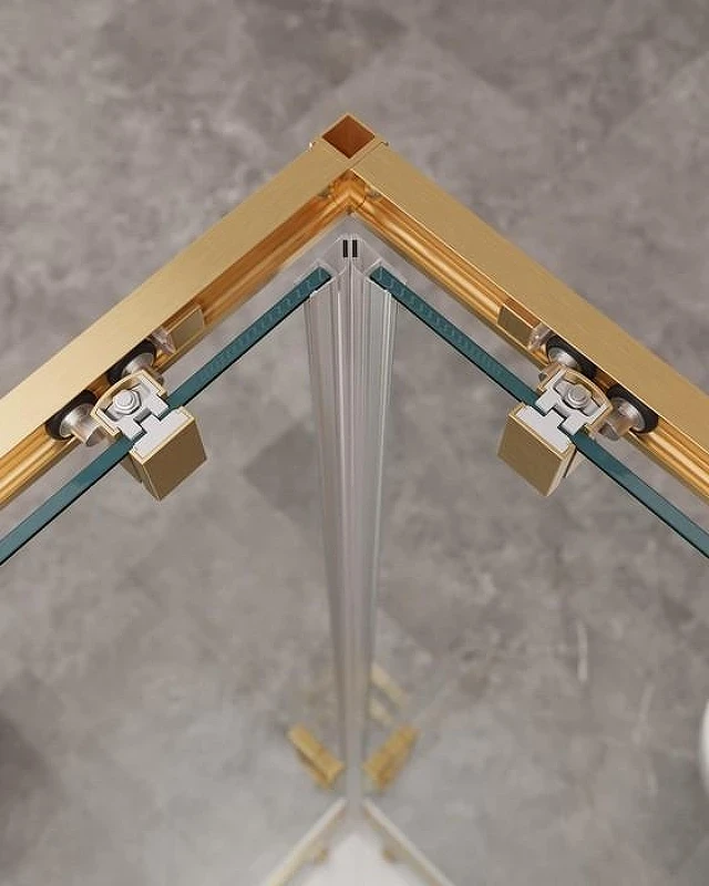 Душевой уголок Cezares Molveno 130x120 MOLVENO-AH-22-130/120-C-BORO-IV Брашированное золото стекло прозрачное