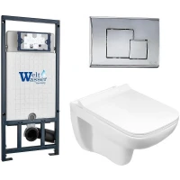 Комплект унитаза с инсталляцией WeltWasser MARBERG 507 + KEHLBACH 004 GL-WT + MAR 507 SE-CR 10000006969 цвет Белый глянцевый с сиденьем Микролифт и клавишей смыва цвет Хром