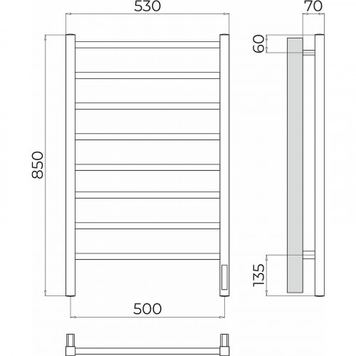 Электрический полотенцесушитель Terminus Ватикан П8 500х850 4670078544452 Хром нержавеющая сталь