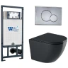 Комплект унитаза с инсталляцией WeltWasser MARBERG 507 + MERZBACH 041 XL MT-BL + MAR 507 RD 10000010960 цвет Черный матовый с сиденьем Микролифт и клавишей смыва цвет Хром