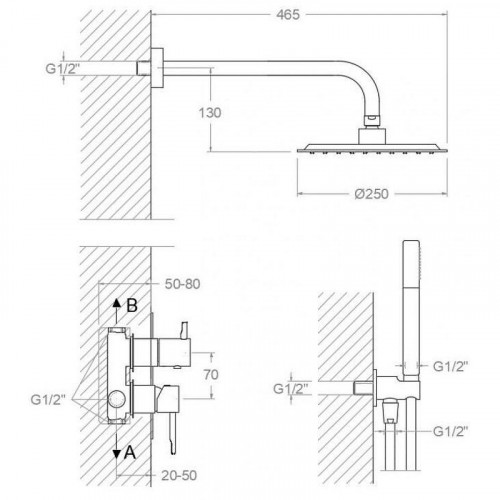 Душевая система Ramonsoler Odisea K3915121NM Черная матовая