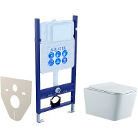 Комплект унитаза с инсталляцией Aquatek Либра New SET AQUATEK ЛИБРА N-14 с сиденьем Микролифт фарфор подвесной