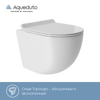 Унитаз Aqueduto Ovo Торнадо OVOT0110 подвесной Белый глянцевый с сиденьем Микролифт фаянс подвесной