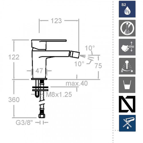 Смеситель для биде Ramonsoler Alexia 3603NC Никель брашированный