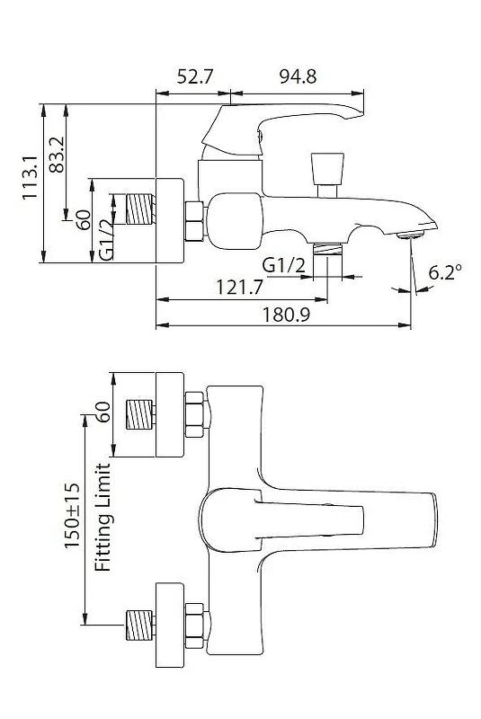 Cмеситель для ванны Creavit Avangart AG2500 цвет Хром