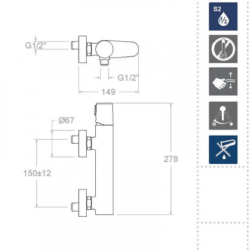 Смеситель для душа Ramonsoler Tzar 340801S Хром