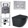 Комплект унитаза с инсталляцией WeltWasser AMBERG 506 ST + MERZBACH 043 GL-BL + AMBERG RD-CR 10000012192 цвет Черный глянцевый с сиденьем Микролифт и клавишей смыва цвет Хром