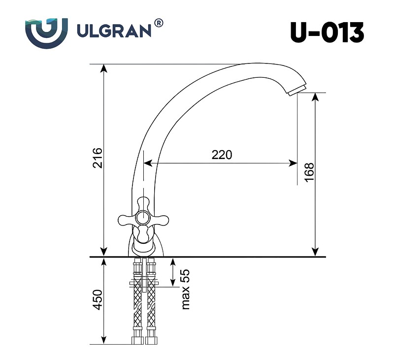 Смеситель для кухни Ulgran Classic U-013-344 Ультра-черный латунь