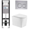 Комплект унитаза с инсталляцией WeltWasser AMBERG 350 + NESENBACH 004 GL-WT + AMBERG RD-CR 10000012395 цвет Белый глянцевый с сиденьем Микролифт и клавишей смыва цвет Хром