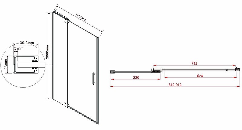 Душевая дверь Vincea Extra 90 VDP-1E8090CLB профиль Черный стекло прозрачное