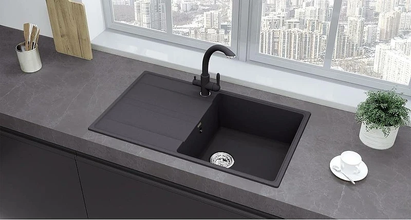 Кухонная мойка Ulgran Quartz Prima 850-06 Трюфель искусственный камень (литьевой мрамор) встраиваемый