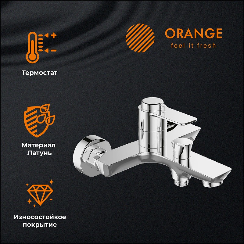 Душевая система Orange T19-944cr с термостатом Хром латунь на стену