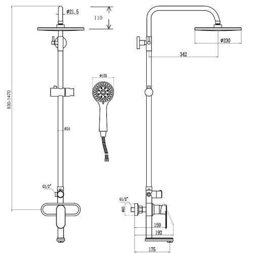 Душевая система Savol S-600308 цвет Хром