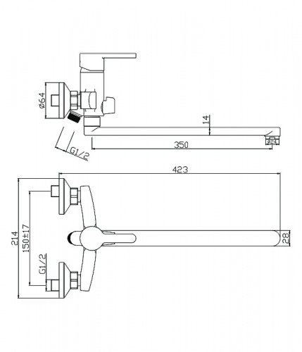 Смеситель для ванны Olive's Torres 17221TRB универсальный Черный матовый