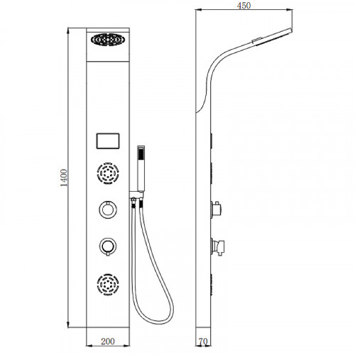 Душевая панель beWash BV4TMSP9776 с гидромассажем Хром латунь на стену