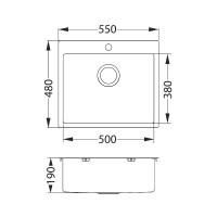 Кухонная мойка Alveus Quarto 10 BRS-90 550x480 1124382 Брашированная сталь нержавеющая сталь встраиваемый
