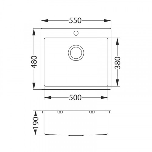 Кухонная мойка Alveus Quarto 10 BRS-90 550x480 1124382 Брашированная сталь нержавеющая сталь встраиваемый