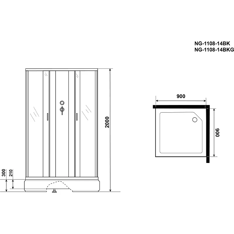 Душевая кабина Niagara Classic 90x90 NG-1108-14BK без гидромассажа