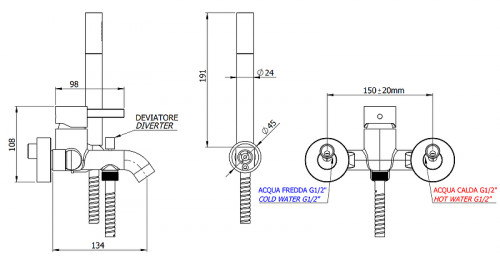 Смеситель для ванны Remer Metrica MC02XV цвет Сталь
