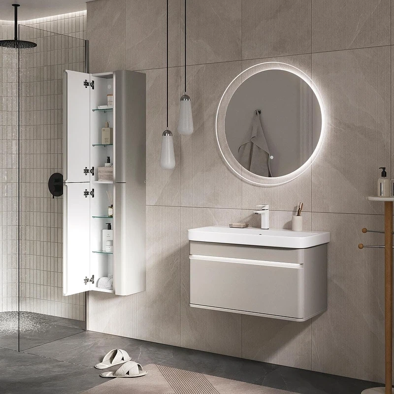 Шкаф пенал Equil Elegante 36 ppELGNT36.R-24.26 подвесной с подсветкой цвет Амарок Белый