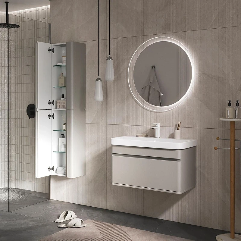 Шкаф пенал Equil Elegante 36 ppELGNT36.R-24.26 подвесной с подсветкой цвет Амарок Белый