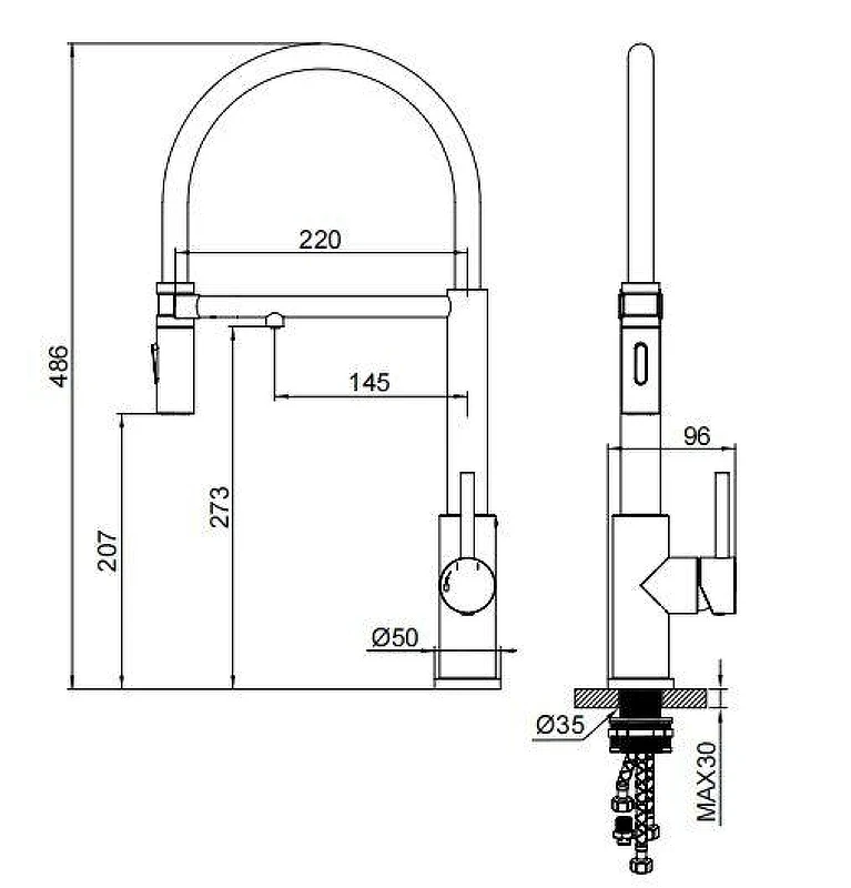 Смеситель для кухни Wonzon & Woghand WW-458027-CR цвет Хром